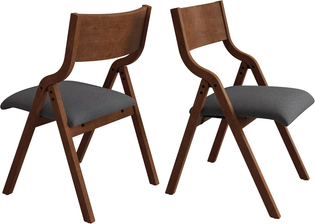 Folding Upholstered Dining Chairs 2-Piece Set,Ready to go | Upholstered with padded Seat, Solid Wood legs, Modern Side Chair, No Assembly Required,Foldable & Space-Saving