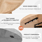 47" Round Dining Table for 4 6 People, [Fanned Base] [1.38" Thick Top] Farmhouse Wood Kitchen Table for Dining Living Room Home, Natural