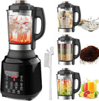 Countertop Food Blender,Hot Soup Maker,High-Speed Kitchen Food Processor with 9 One Touch Programs,12H Preset,Self-Cleaning,Crushing,Mixing,Juices,Pureeing,Grinding,Chopping,Auto-shutoff, 60OZ, 1200W