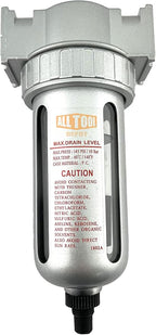 3/8" NPT MID FLOW Particulate Filter/Water Trap For Air Compressor Compressed Air Lines, 5u With Poly Bowl And Metal Bowl Guard (AUTO DRAIN)