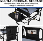 Romswi 2Pack Director Chairs for Outdoor, Folding Camping Chair, Compact Directors Chair Side Table and Side Bag, Heavy Duty Oversize Chair for Beach Fishing Picnic, Holds up to 400 lbs Black