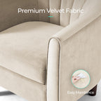 LINSY Accent Chair with Ottoman, Modern Barrel Chair Small Armchair Reading Chair with Footrest, Comfy Round Arms Chair for Living Room Bedroom Reading Room, Velvet, Cream