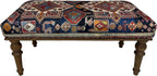 Animal Print Rug Upholstered Ottoman, Boho Piano Bench, Decorative Wood Bench, Farmhouse Bench, Red Blue Entry Bench, Kitchen Dining Bench, Footstool (18x18x36, Red-Blue)