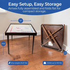 Stakmore Folding Puzzle Table, Espresso Wood, Felt Interior Fabric, Removable Top Storage, Space-Saving Design