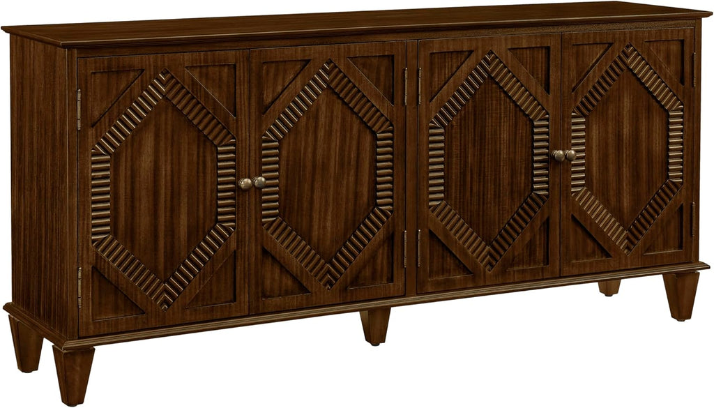 KEIKI 65.2" Mid Century Modern Sideboard Buffet Cabinet with Storage, Walnut Credenza Console Table with Adjustable Shelf, Farmhouse Coffee Bar Wine Cabinet for Living Room, Entryway, Kitchen, Walnut