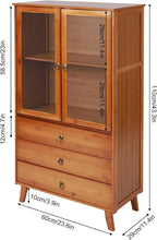 Gdrasuya10 Bamboo Buffet Sideboard Kitchen Pantry Storage Cabinet, 43inch Pantry Sideboard Cabinet with 3 Drawers Kitchen Cupboard Buffet Server Coffee Bar Storage Cabinét for Dinning Room