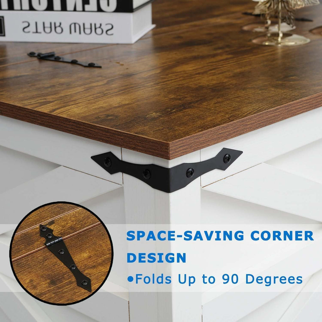 Farmhouse Coffee Table Set of 3, Lift Top Coffee Table with Sliding Barn Doors and End Tables Set of 2 with Charging Station, Living Room Table Set for Home Office, White
