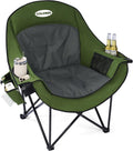 Coldbee Oversized Camping Chairs, Heavy Duty Padded, Thick Headrest, Green