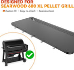36" Front Folding Table for Weber Searwood 600 XL Pellet Grill with 5 Tool Hooks, Grill BBQ Prep Table Accessory, 425+ Sq In Workspace, 40 lb Load Capacity, Locking Fold-Down Design