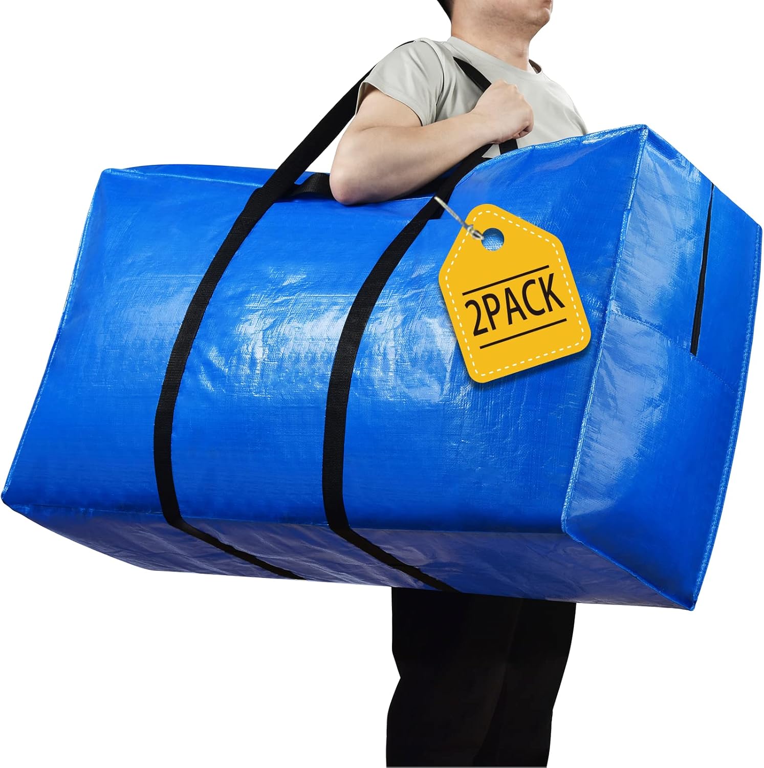 168 Gallon Extra Large Storage Bags, Zippered Outdoor Cushion Furniture Storage Bag with Handles,Jumbo Large Moving Bags Heavy Duty, Christmas Tree Bag, 65x30x20 inch - 2PACK