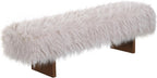 Christopher Knight Home Lenka 67" Long-haired Faux Wool Bedroom Bench, Rubberwood Ottoman Bench, Spacious Seating, Long Footstool for Living Room, Luxury Entryway Bench, Brown+Beige