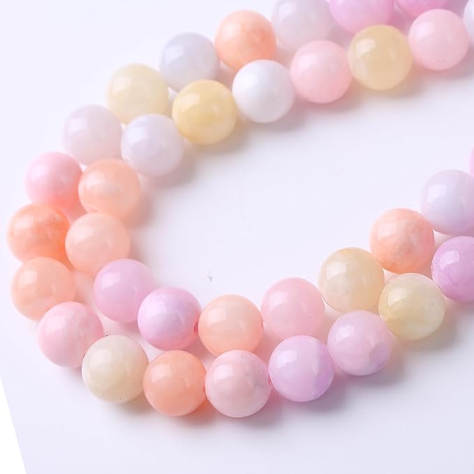 Colorful Rice Topaz Stone Beads Gemstone Round Crystal Energy Jade Beads Stone Beads for Jewelry Making DIY Bracelet Necklace Jewelry Making 1 Strand 15.5inch 4MM
