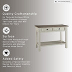 Signature Design by Ashley Bolanburg Farmhouse Sofa Console Table, White | Two-tone wood console, 22-inch deep storage, 2 smooth drawers, Made of veneers, wood and engineered wood