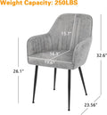 Dinning Chairs Set of 2, Upholstered Accent Chairs with Black Finished Metal Plating Legs for Living Room Chairs, Light Gray