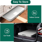 Folding Table and Chairs, 6ft Folding Table with Adjustable Height& PU Leather Padded Folding Chairs 6 Pack, Portable Table and Chairs Set for Indoor&Outdoor Use(White Table& White Chair)