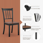 POWERSTONE Dining Chairs Set of 6, Rubberwood Kitchen Chairs, Black | Farmhouse Dining Chairs with W-Shaped Seat & Spindle High Back for Dining Room, Cafe, Canteen
