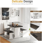 ENOR Solid Wood Breakfast Nook Table,Corner Dining Table Set for Dining Room