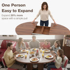 43.3''–59'' Extendable Round Dining Table for 4–8, Modern Wood Oval Kitchen Table with Storage Shelf, Space-Saving Expandable Circle Dinner Table for Dining Room or Living Room (Walnut)