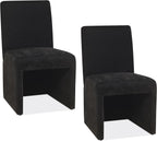RNKSFX Black Upholstered Dining Chairs Set of 2, Kitchen & Dining Room Chairs, Mid Century Modern Chairs, Linen Dining Chairs with Wooden Frame, Fabric