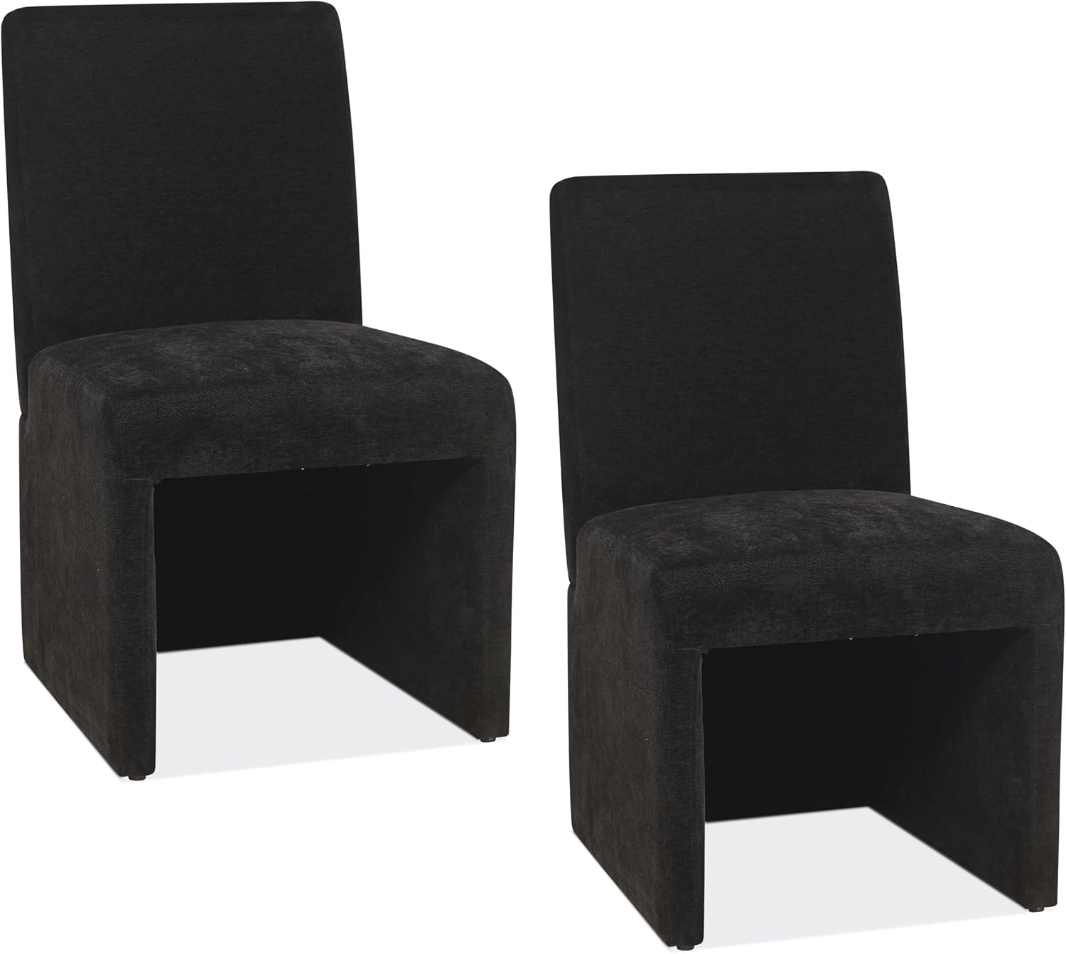 RNKSFX Black Upholstered Dining Chairs Set of 2, Kitchen & Dining Room Chairs, Mid Century Modern Chairs, Linen Dining Chairs with Wooden Frame, Fabric