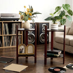 Thyle 2 Pack Record Player Stand Retro 2-Tier End Table Small Sofa Coffee Side Tables Nightstand Bedside Stand Bedroom Record Holder and Multi-Functional End Table for Living Room