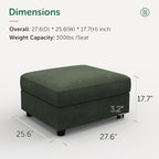 HONBAY Modern Corduroy Ottoman Module Sofa, Ottoman Bench with Storage, Green