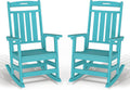 Plawdlik Oversized HDPE Outdoor Rocking Chair Set of 2, All-Weather, Aruba | Heavy Duty Patio Rockers with High Back, Extra Large & Extra Wide, Supports up to 380lbs, Perfect for Porch, Lawn, Garden