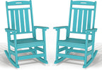 Plawdlik Oversized HDPE Outdoor Rocking Chair Set of 2, All-Weather, Aruba | Heavy Duty Patio Rockers with High Back, Extra Large & Extra Wide, Supports up to 380lbs, Perfect for Porch, Lawn, Garden