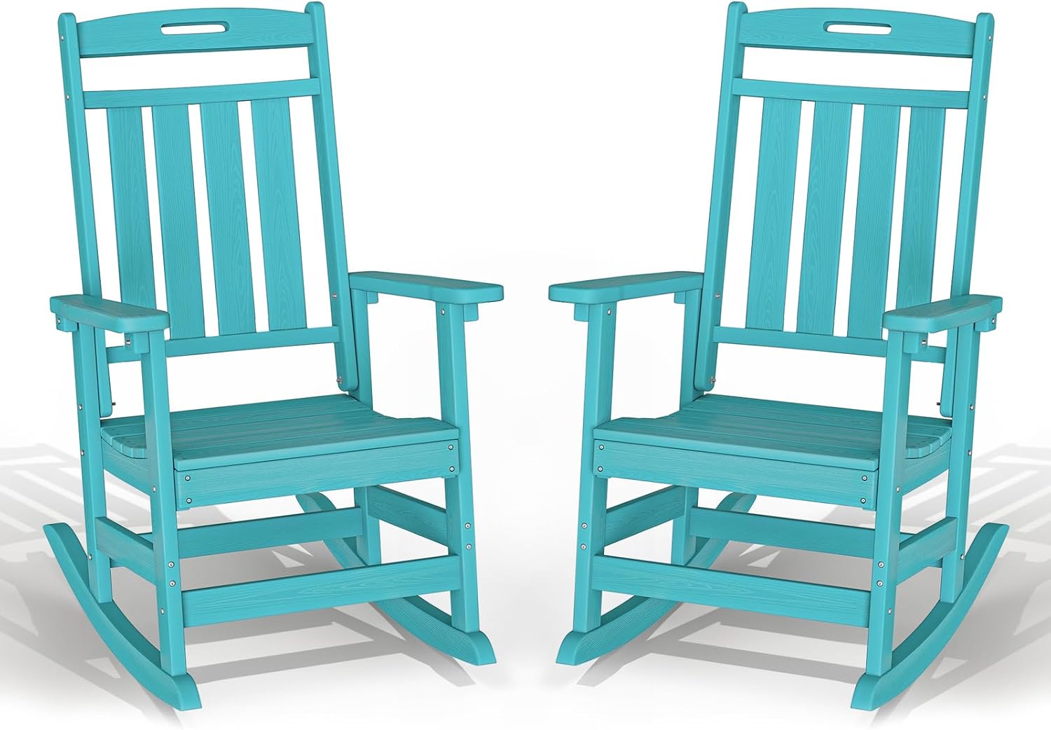 Plawdlik Oversized HDPE Outdoor Rocking Chair Set of 2, All-Weather, Aruba | Heavy Duty Patio Rockers with High Back, Extra Large & Extra Wide, Supports up to 380lbs, Perfect for Porch, Lawn, Garden