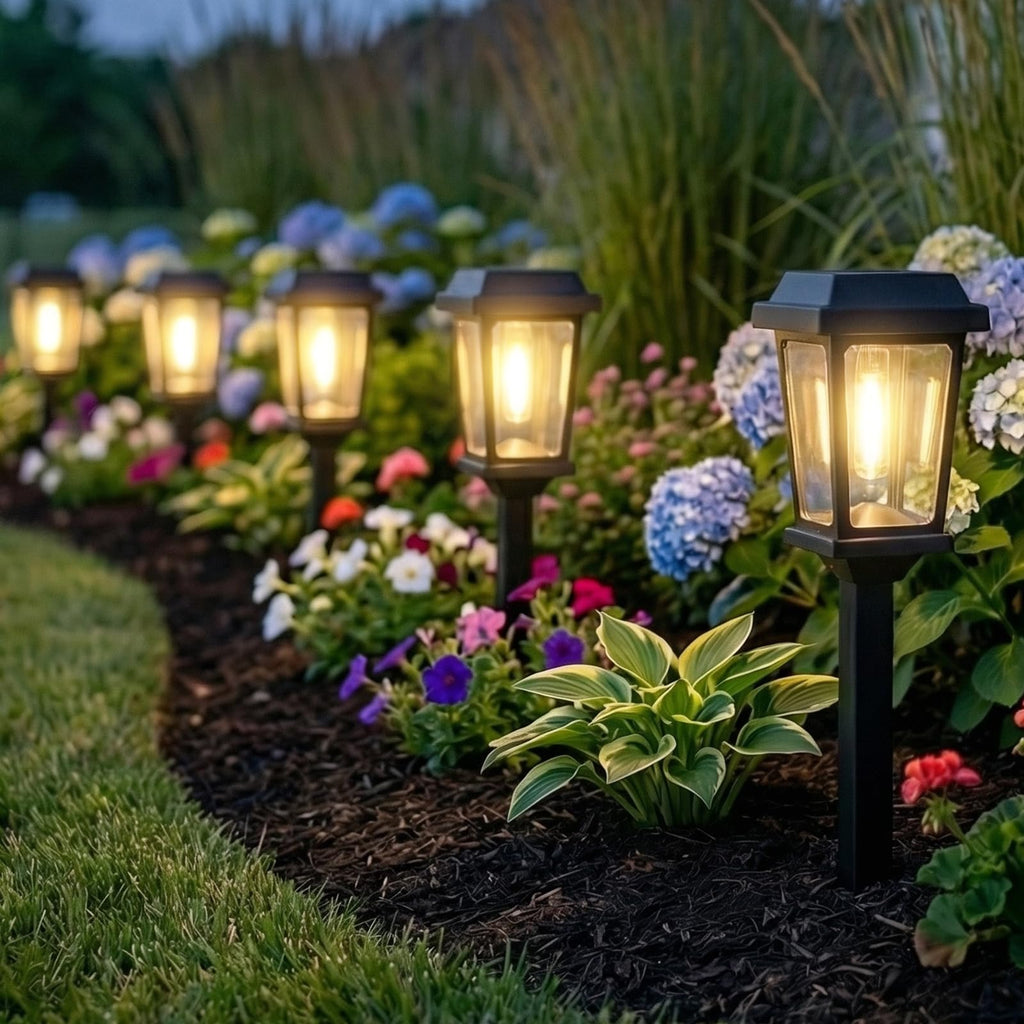 DOESLAG 12 Pack Solar Lights Outdoor, Modern Solar Pathway Lights Outdoor, Waterproof Auto On/Off Garden Lights for Yard, Landscape Path, Walkway, Driveway Decor (3000K Warm White)