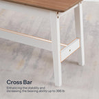 HOOBRO 39.3'' Bamboo Dining Bench, Farmhouse Kitchen Table Bench, Kitchen & Living Room Furniture, Easy to Assemble, Sturdy and Stable, Walnut and White WH03CD01G2