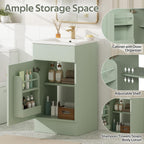 JIVOIT 18" Bathroom Vanity with Ceramic Sink, Vanity Cabinet with Door Shelf& Storage Rack & Adjustable Shelf, Soft Closing Door, Single Vanity Set for Small Bathroom