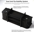 Maupvit Entryway Shoe Storage Bench with Sliding Doors, 2-Tier Upholstered Shoe Rack Bench with Hidden Storage, Wooden Shoe Organizer with Padded Cushion for Hallway, Mudroom, Bedroom, Black Finish