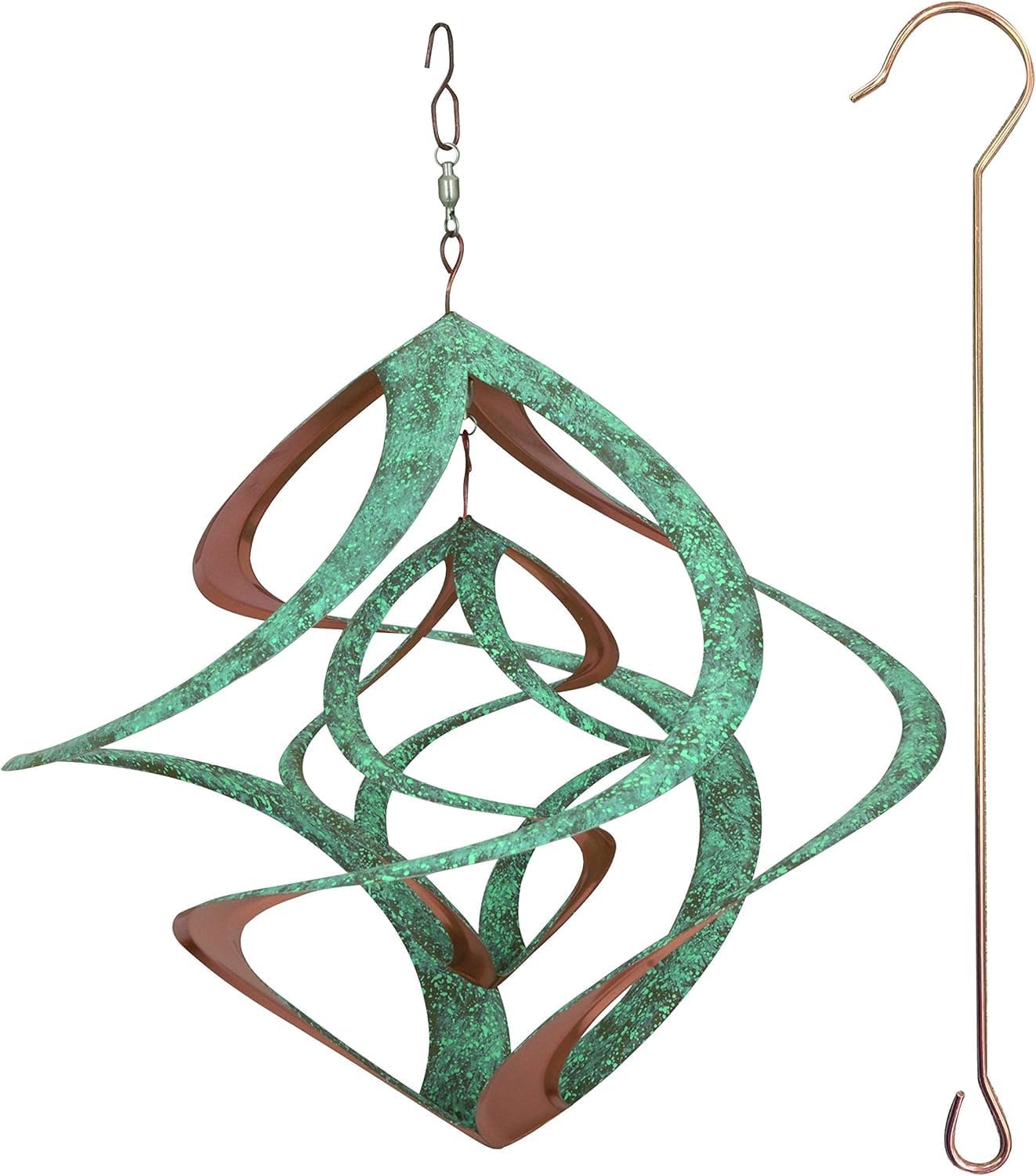 Red Carpet Studios Deluxe Double Helix Cosmix Wind Spinner, 14-Inch, Patina and Copper