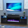 BREEZEHEAT Electric Fireplace TV Stand with 36 inch Fireplace Up to 80" TVs-Led Entertainment Center with High Glossy Doors-70 inch TV Cabinet, Modern Media Console for Living Room(Black)