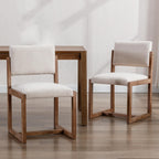 DUOMAY Mid-Century Linen Dining Chairs Set of 2, Beige | Modern Upholstered Seat With Sturdy Wood Legs Comfortable Side Chairs For Kitchen Dining Room And Living Area