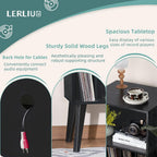 Lerliuo Record Player Stand, Black Turntable Stand Holds up to 160 Albums | Mid-Century Vinyl Storage Cabinet Table,Solid Wood Legs, Record Player Holder Dispaly Shelf for Bedroom Living Room