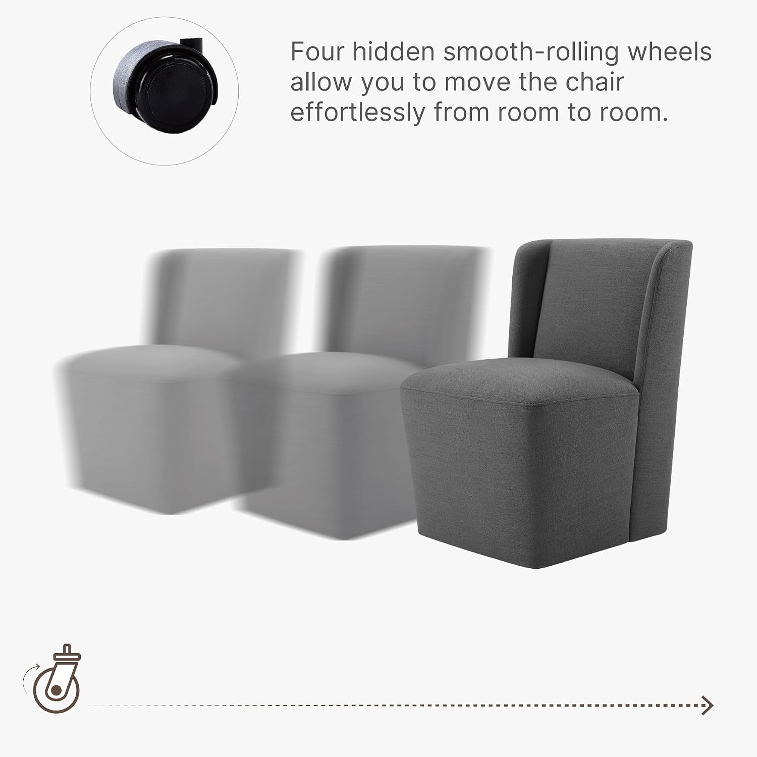 KISLOT Dining Chairs with Casters No Assembly Upholstered Wingback Single Sofa Armless Deskchair for Bedroom Waiting Room Kitchen Diningroom