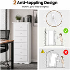 POWERSTONE 6-Drawer Storage Cabinet, 53 Inch Tall Wooden File Cabinet with Metal Pull Handles, Multi-Functional Office Supplies Organizer for Home Office, Living Room, Hallway, Entryway, White