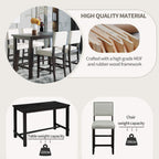 Merax 5 Pieces Counter Height Dining Set, Elegant Wooden Desk and 4 Upholstered Chairs, Perfect for Kitchen, Breakfast Nook, Bar, Living Room