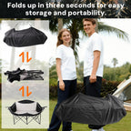 Double Camping Chair 2 Person Oversized Heavy Duty Padded Outdoor Folding Loveseat with Dual Cup Holders for Lawn Beach