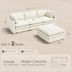 97" Cloud Couches for Living Room, 29.1" Deep Seat Modular Sectional Sofa, L Shaped Cloud Sofa with One Movable Ottoman
