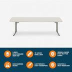 OEF Furnishings OEFBT-SEM1896 Commercial-Grade Premium Industrial Seminar Folding Table with Thick Blow-Molded Top and 16-Gauge Cantilever Steel Legs (Seminar, 18" × 96", Speckled Gray Top)