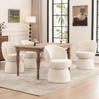 Kidol & Shellder Swivel Accent Chair Set of 4 Modern Comfy Swivel Barrel Dining Chair Upholstered Armchair Single Sofa Side Chairs for Dining Room Living Room Bedroom White
