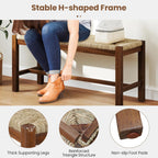 Giantex 40" Dining Bench with Woven Seagrass Woven Seat, Rubber Wood Legs, 350 Lbs Capacity, 40" x 14" x 18" Entryway Bench for End of Bed, Dining Room, Hallway, Living Room, Bedroom, Entry (1)