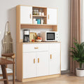 Freestanding Kitchen Pantry Cabinet, Hutch Cabinet with Storage, Tall Sideboard Buffet Cabinet with Doors and Shelves, Microwave Shelf, Wooden Coffee Bar Cabinet for Living Room, Dining Room