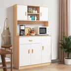 Freestanding Kitchen Pantry Cabinet, Hutch Cabinet with Storage, Tall Sideboard Buffet Cabinet with Doors and Shelves, Microwave Shelf, Wooden Coffee Bar Cabinet for Living Room, Dining Room
