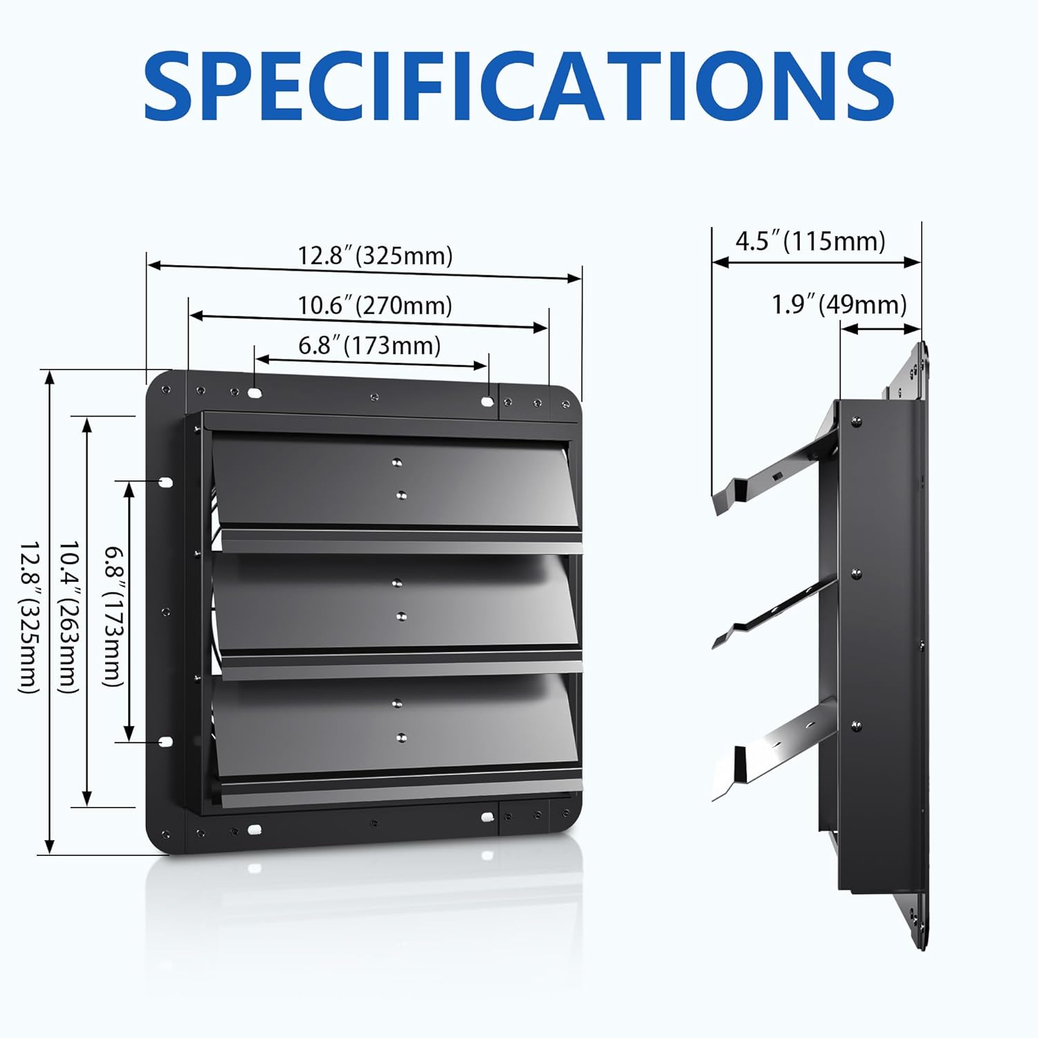 10 Inch Aluminum Automatic Shutter Louver Vent (No Fan Blades and Motor) for Home Attics, Workshops, Barn, Greenhouse