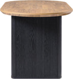 T4TREAM 63" Fluted Oval Dining Table for Kitchen Living Room,Brown&Black