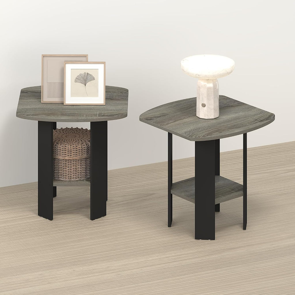 Toki Side Table, Set of 2 End Table, Nightstand, with Open Shelf, for Living Room, Bedroom, Dark Limed Oak
